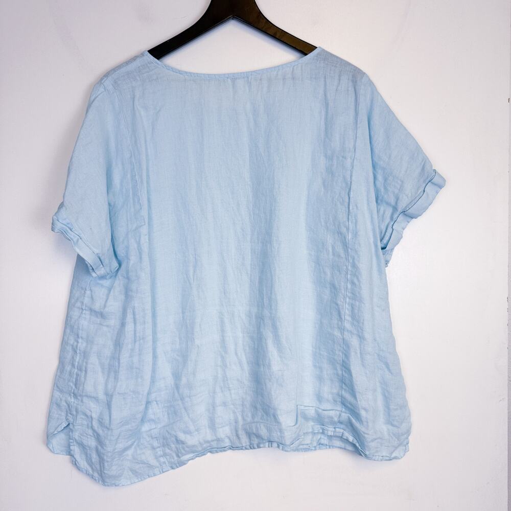 J.Jill Pure Jill 100% Linen Relaxed Fit Tee Top Blue - XL - Picture 6 of 8